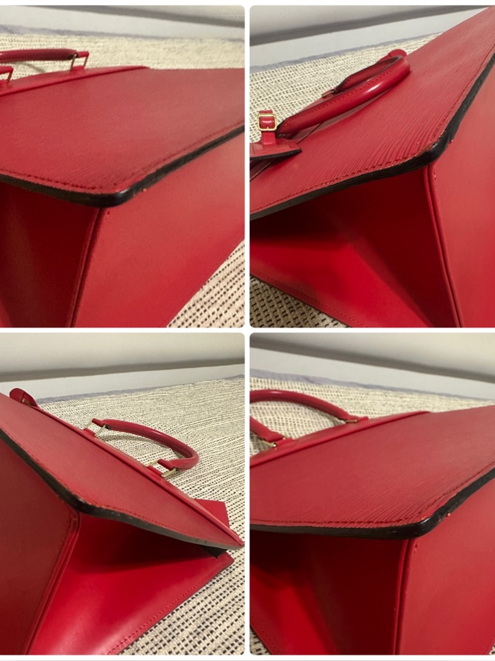 Louis Vuitton Riviera Red Structured Leather Top-Handle Women's Bag - Picture 13 of 16